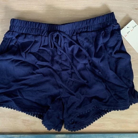 NWT Bepop  dark blue boho pull on shorts size small - Picture 1 of 6